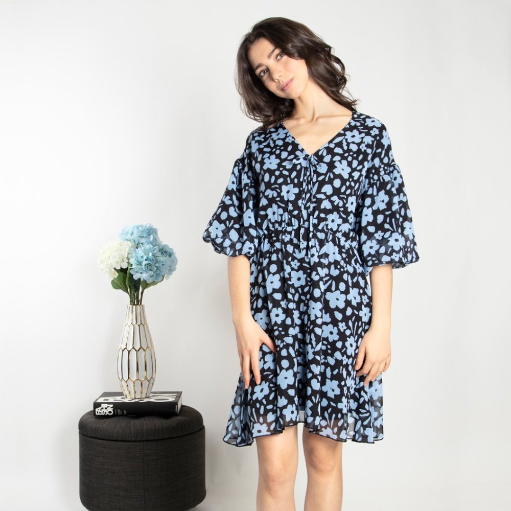 Floral Printed Chiffon Mini Dress (Dot & Stripe)